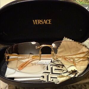 Versace Gold and Brown Sunglasses